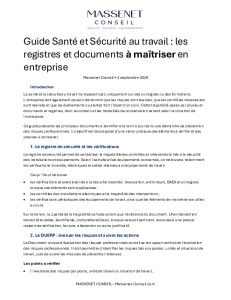 Guide sant� et s�curit� au Travail - Massenet Conseil